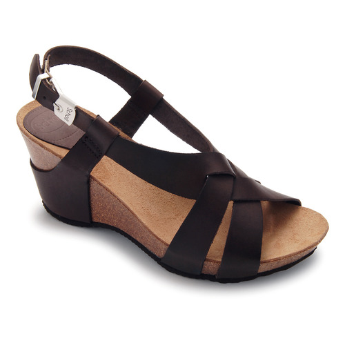 obuv Scholl CORANTA tmavě hnědé kožené zdravotní sandály