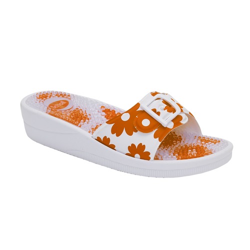 obuv Scholl NEW MASSAGE bílé / oranžové zdravotní pantofle