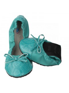 Scholl Pocket Ballerina CROCO - modrozelené baleríny