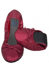 Scholl Pocket Ballerina PAILLETTES - červené baleríny