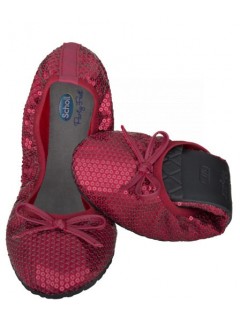Scholl Pocket Ballerina PAILLETTES - červené baleríny