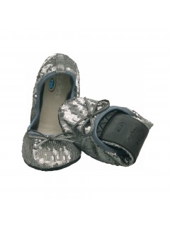 Scholl Pocket Ballerina PAILLETTES - stříbrné baleríny