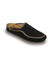 Scholl BRANDY černá domácí obuv (hnědý lem)