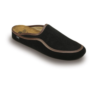 Scholl BRANDY černá domácí obuv (hnědý lem)